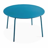 thumbnail of Tavolo rotondo da terrazza e 6 poltrone in acciaio blu pacifico - Oviala