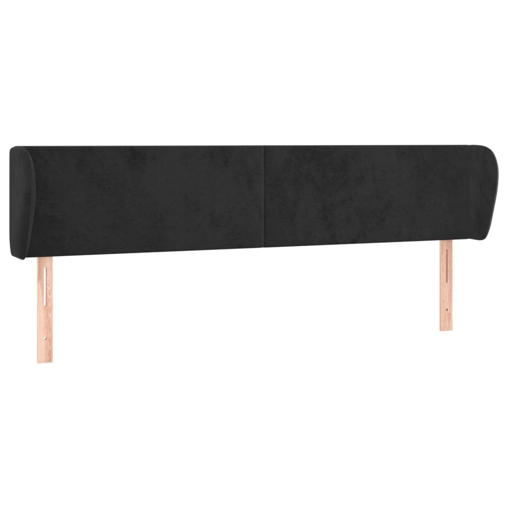 vidaXL Kopfteil mit Ohren Schwarz 183x23x78/88 cm Samt