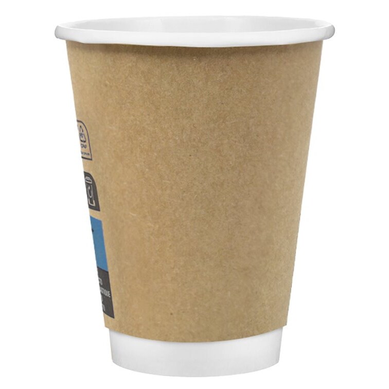 MONOUSO - Kaffeebecher aus Doppelwandig Glatt Kraft 12Oz/360ml Ø9,0cm (25 Stück)