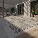 thumbnail of Teppich Outdoor Gestreift Wetterfest Waschbar Strapazierfähig Balkon Terrasse Küche OEKO-TEX Grau 120x170 cm – ORLA von Kadima Design