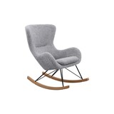 thumbnail of SalesFever Schaukelstuhl | Bezug Teddyfell | Kufen Esche mit Eichenfurnier | Gestell Metall | B 75 x T 102 x H 106 cm |hellgrau – schwarz – natur