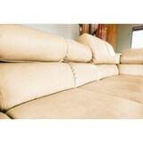 thumbnail of KAWOLA Sofa NELSON Ecksofa Leder beige mit motorischem Sitzvorzug und Hocker Recamiere links