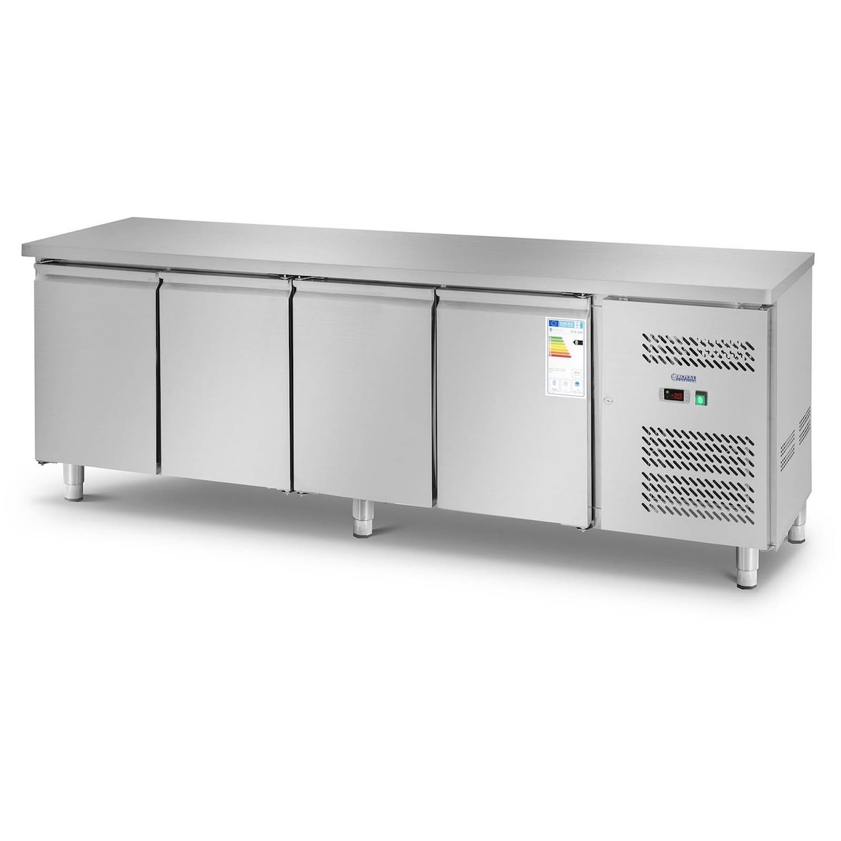 Royal Catering Mesa refrigerada - 450 L - 4 compartimentos - 227 x 64 cm - clase B - acero inoxidable -