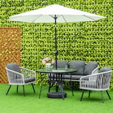 thumbnail of Mesa de Cristal de Jardín con Agujero para Sombrilla Mesa de Comedor Redonda Exterior Terraza Balcón con Marco de Acero Ø106,5x71 cm