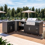 thumbnail of Cuisine d'extérieur angle 4 éléments avec évier et barbecue