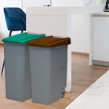 thumbnail of Denox - Recycleset van 2 gesloten plastic afvalcontainers, totale capaciteit van 170 liter, in groen en geel