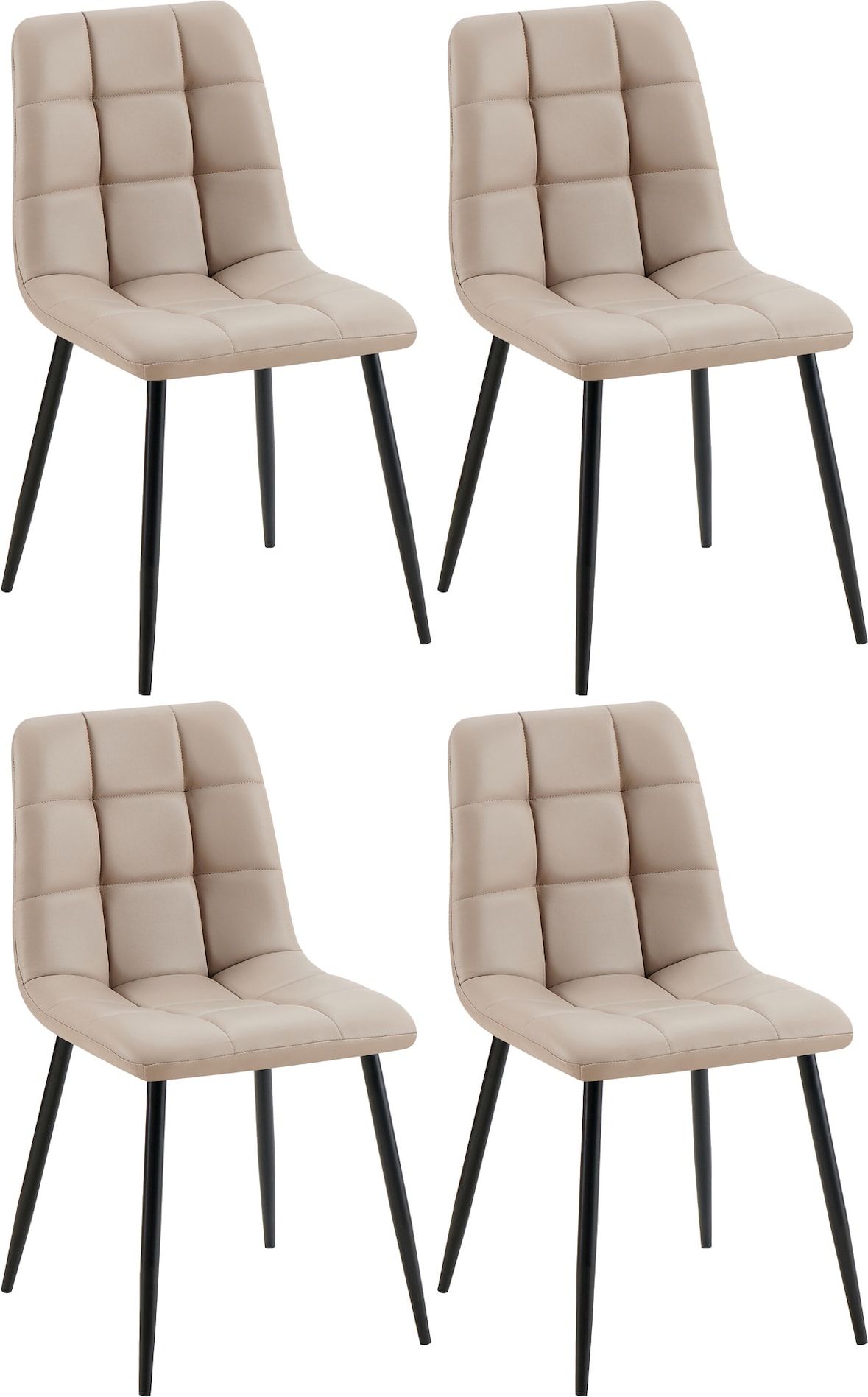 4er Set Esszimmerstuhl FANOR - Kunstleder Taupe 45x55x84 cm | Essstühle Esszimmerstühle Küchenstühle Wohnzimmerstühle
