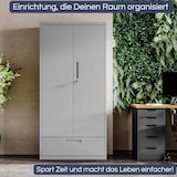 thumbnail of Metallschrank mit Einzel-Schublade RUEL 195x90x40cm Grau Büroschrank Aktenschrank Stahlschrank Fachbodenschrank Werkstattschrank