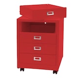 thumbnail of Rollcontainer HWC-L49, Schubladenschrank Stahlschrank Aktenschrank, Metall 55x40x41cm 4 Schubladen ~ rot