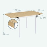 thumbnail of Relaxdays Esstisch klappbar, 2-4 Personen, HBT: 76x120x78 cm, platzsparender Klapptisch, Küche, MDF & Eisen, natur/weiß