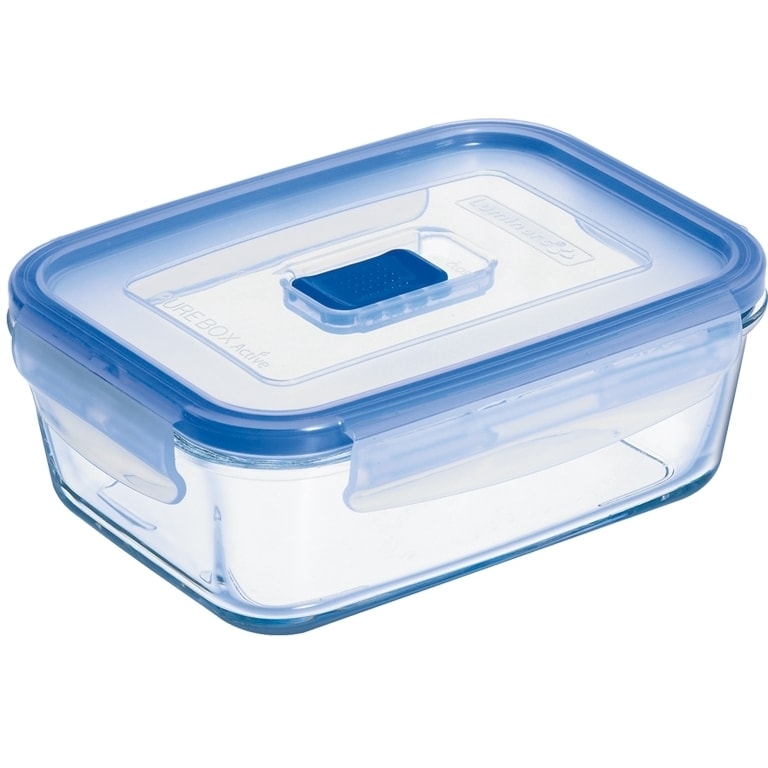 Luminarc Pure Box Active Recipiente Rectangular Hermético Vidrio 16x11cm - 82cl Bicolor