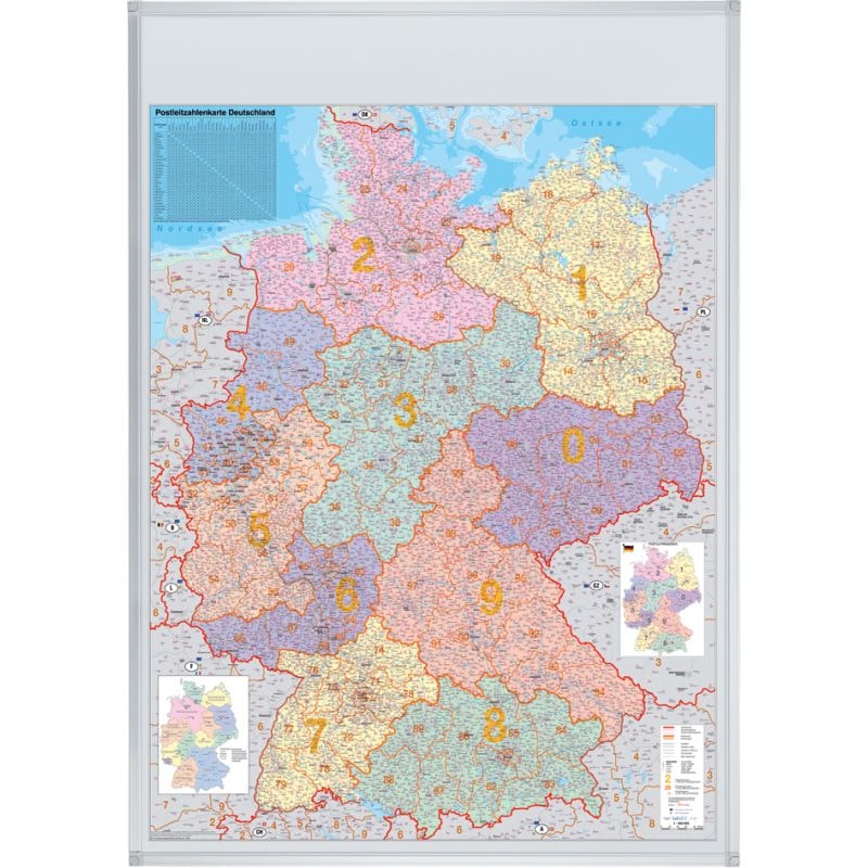 FRANKEN Deutschland Postleitzahlen-Karte, magnethaftend