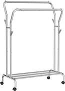 HomCom Stand Appendiabiti Professionale Con Ruote In Acciaio Inox 91x40 5x180cm Argento~850 071