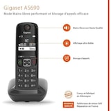 thumbnail of Gigaset AS690 téléphone sans fil DECT noir  base + combiné