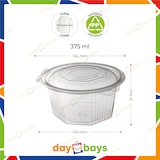 thumbnail of DayBays 2000 Stk. Haushaltsbox PP 375 ml 144x140x51 mm 8 Eckig Salat-Box R8 mit anhängendem Deckel