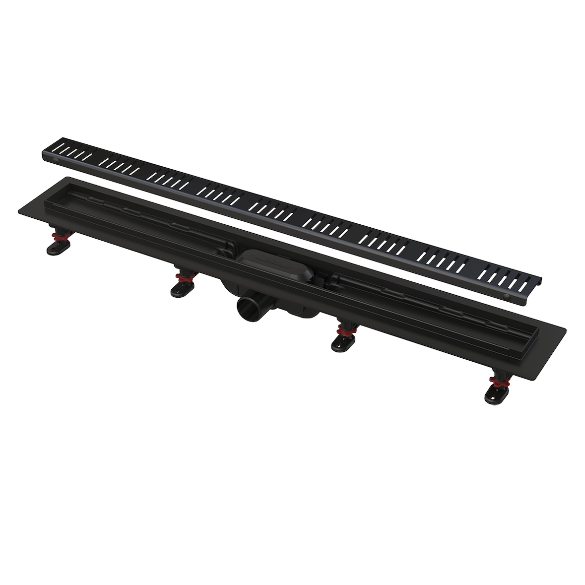 AlcaDrain Duschrinne mit Rand für den perforierten Rost, Schwarz-Matt 850 mm