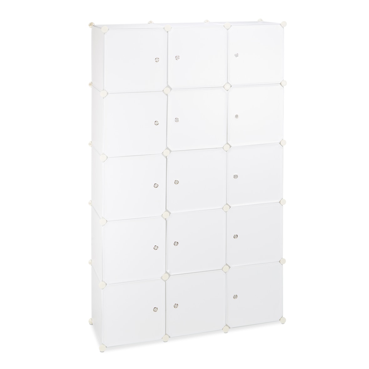 Relaxdays Regalsystem Kleiderschrank mit 11 Fächern, Garderobe mit 2 Kleiderstangen, DIY Kunststoff Steckregal, weiß