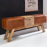thumbnail of WOHNLING Sitzbank Turnbock Braun 120 cm Leder Springbock Klappfach Turnhocker