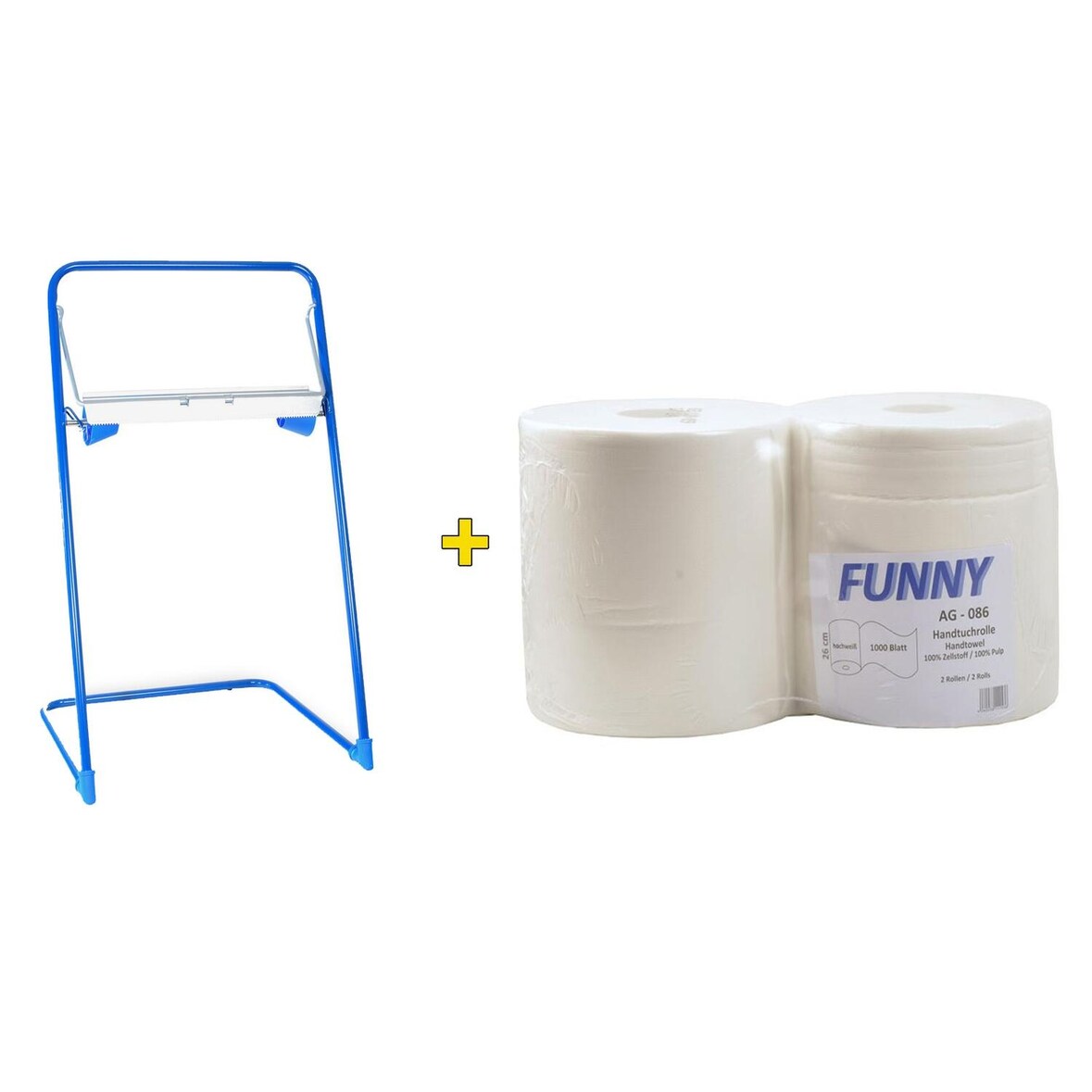 Bodenständer für Putztuchrollen inkl. 2 x 26cm breite 1000 Blatt Rollen
