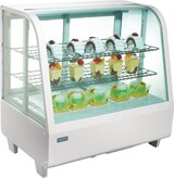 thumbnail of Vitrina refrigerada con 2 puertas, 2 estantes, plástico/cristal, 67,5 x 68,2 x 45 cm, refrigeración por aire, 100L, blanca, Polar CC666