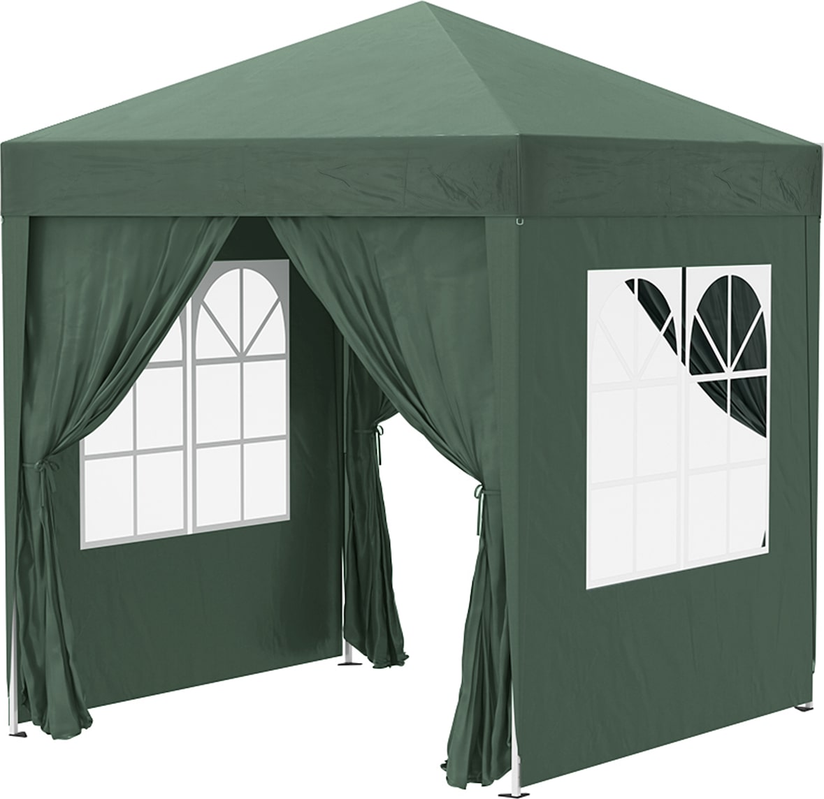 CCarpa plegable 2x2 m cenador de jardín con 4 paredes laterales tela Oxford 2 puertas 2 ventanas y bolsa de transporte verde
