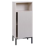 thumbnail of Kommode HWC-O42, Badezimmerkommode Badschrank Schrank mit 1 Tür, 3 Staufächer, MDF Melamin 98x39x30cm ~ Holzoptik beige