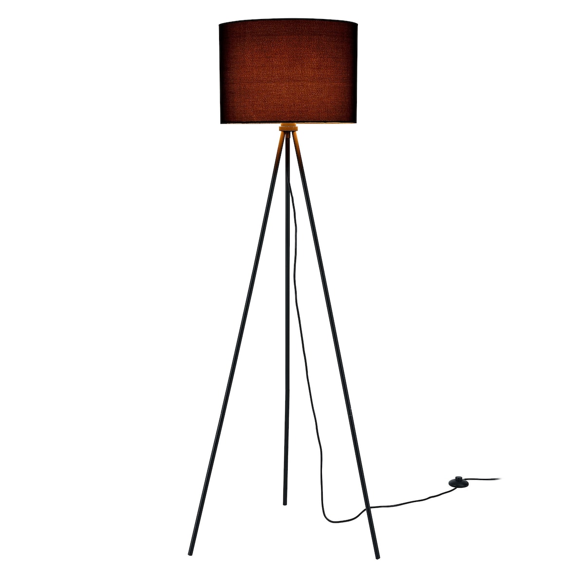 Helloshop26 - Stehlampe (1 x E27-Fassung) (150 cm x 60 cm) Lampenschirm (schwarz) Sonnenschirm und dreibeinige Stehlampe 03_0002425