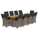 thumbnail of vidaXL 11-tlg. Garten-Bistro-Set mit Kissen Grau Poly Rattan
