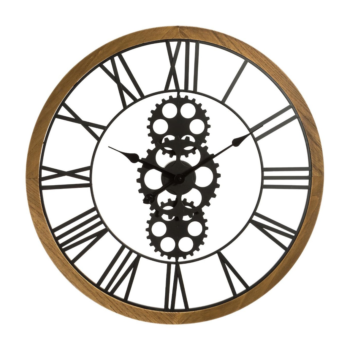 Atmosphera - Relógio mecânico decorativo de Ø70cm em metal e madeira na cor preta.