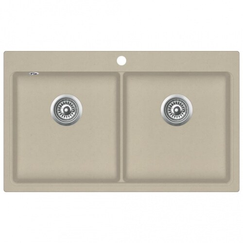 vidaXL Gootsteen dubbele bakken graniet beige