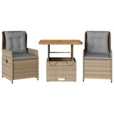 thumbnail of vidaXL 3-tlg. Bistro-Set mit Kissen Beige Poly Rattan