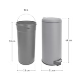 thumbnail of SVITA T30 prullenbak 30 liter staal pedaalemmer afvalbak grijs
