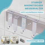 thumbnail of CHEFGASTRO Magnetleiste magnetische Messerleiste Messerhalter aus Stahl, HxBxT 4x40x1,6cm, Inkl. 3 silberne Haken, Silber, zum Kleben oder Schrauben