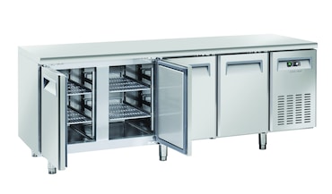 Cool Head tavolo congelatore, acciaio inox, 2250x600x850mm, ripiani regolabili, acciaio