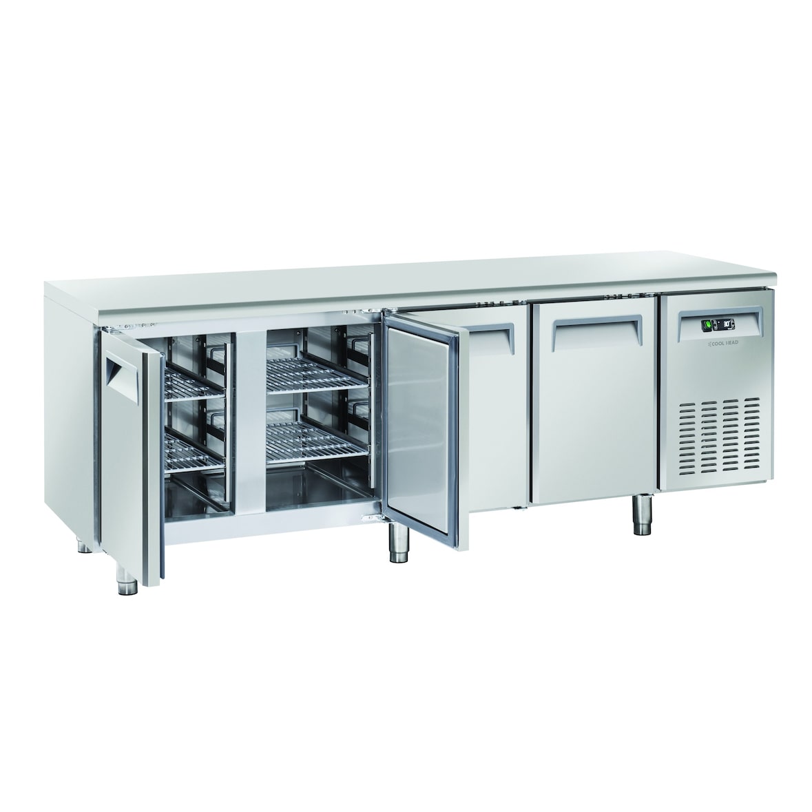 Cool Head tavolo congelatore, acciaio inox, 2250x600x850mm, ripiani regolabili, acciaio