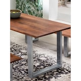 thumbnail of SIT Möbel Boomrand eettafel 160cm | Bord acacia walnootkleurig | Stalen frame zilver gelakt | B 160 x D 85 x H 77 cm | 07189-85 | Serie TABLES&CO