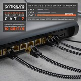 thumbnail of Primewire Flachbandpatchkabel CAT 7 mit Baumwollummantelung - Gigabit Ethernet LAN Kabel - 10 Gbit/s - U/FTP PIMF Schirmung - Netzwerkkabel - 2m