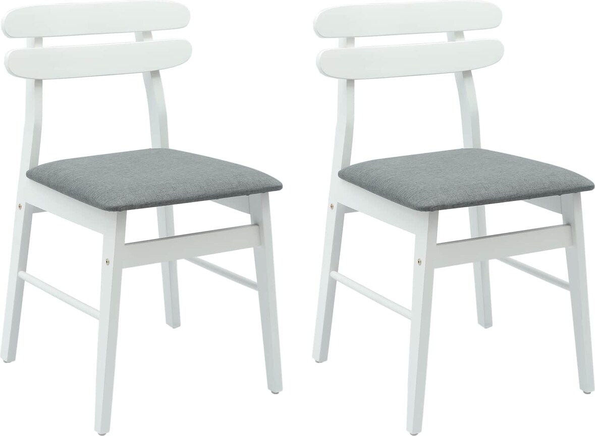vidaXL Esszimmerstuhl 2 pcs Weiß und Grau Massives Gummiholz
