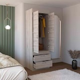 thumbnail of Armario Lisboa en melamina con 2 puertas , 1 estante , 1 barra para colgar ropa y 2 cajones con rieles metalicos , gris , 179 cm  X 59.2 cm  X 48 cm