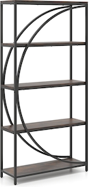COSTWAY 120 cm boekenkast met 9 vakken, staand rek, ruimteverdeler, geometrisch, multifunctioneel rek, hout, vrijstaand opbergrek met kantelbeveiliging voor kantoor, woonkamer (hout