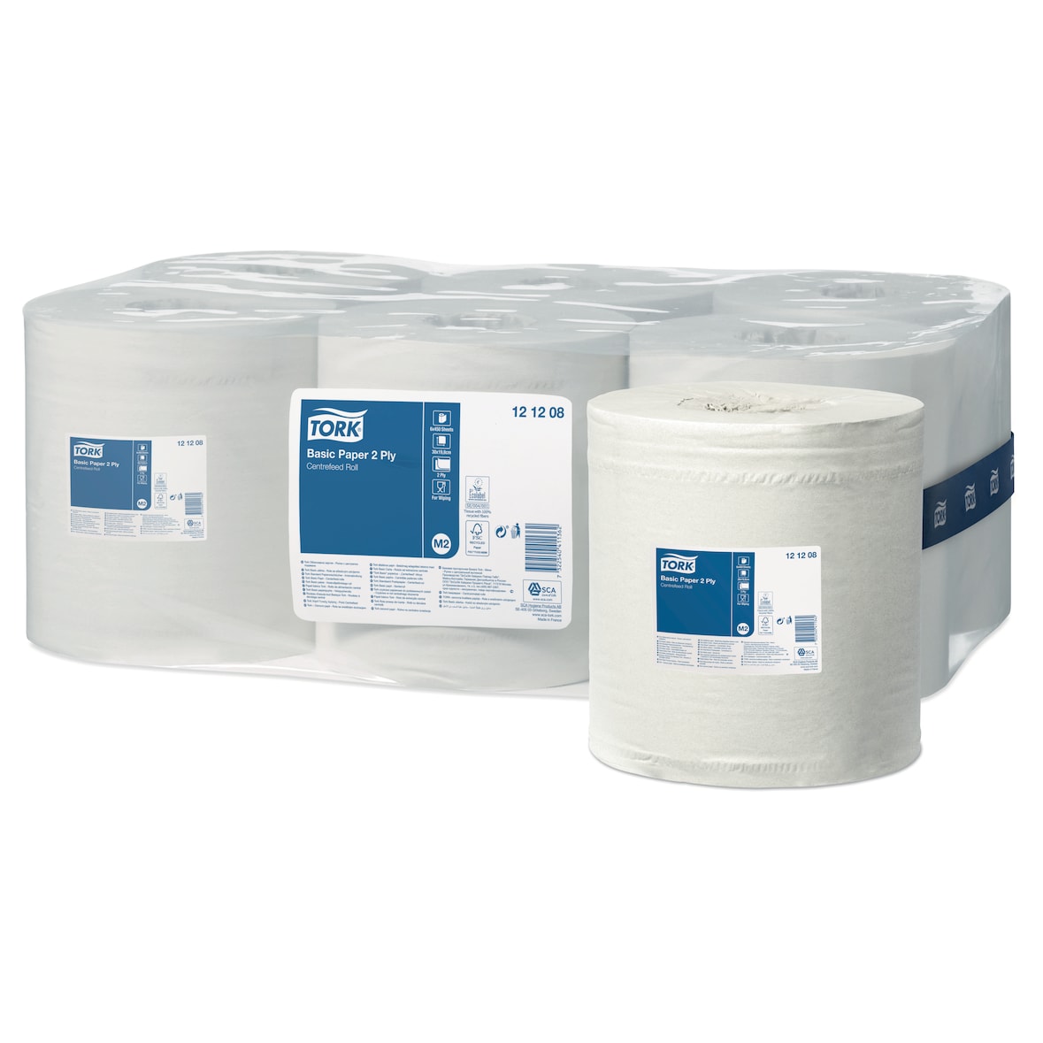 TORK Essuie-main en papier Basic 2 plis - 450F à dévidage central -121208 -