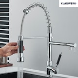 thumbnail of KLARWERK® Björn | Gastronomie Küchenarmatur Chrom glanz mit Zwei Brausen | Edelstahl Wasserhahn Küche Silber 2 Anschlüsse |Doppelspülbecken Restaurant