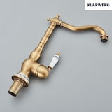 thumbnail of JULIAN | Premium Vintage Küchenarmatur Messing Gold | Edelstahl Retro Wasserhahn Mischbatterie Küche Gastro | 360° drehbar 2 Anschlüsse