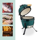 thumbnail of Relaxdays Kamado Grill, Ø 32 cm, Keramikgrill mit Thermometer bis 450°C, BBQ, Grillen, Kochen & Backen, Smoker, grün