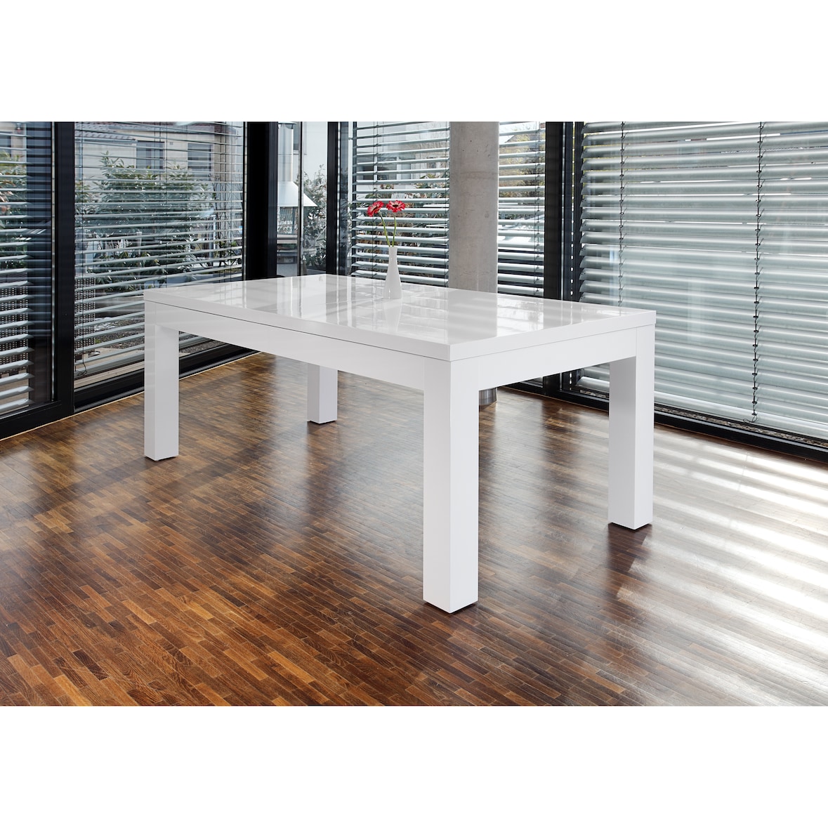 SalesFever uitschuifbare eettafel 180 x 90 cm | Hoogglans lak | MDF hout | B 180/260 x D 90 x H 75 cm | Wit