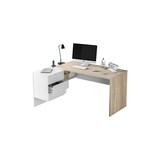 thumbnail of Dmora Scrivania Greensboro, Scrittoio multifunzione reversibile da ufficio con cassettiera, 145x108h73 cm, Rovere e Bianco