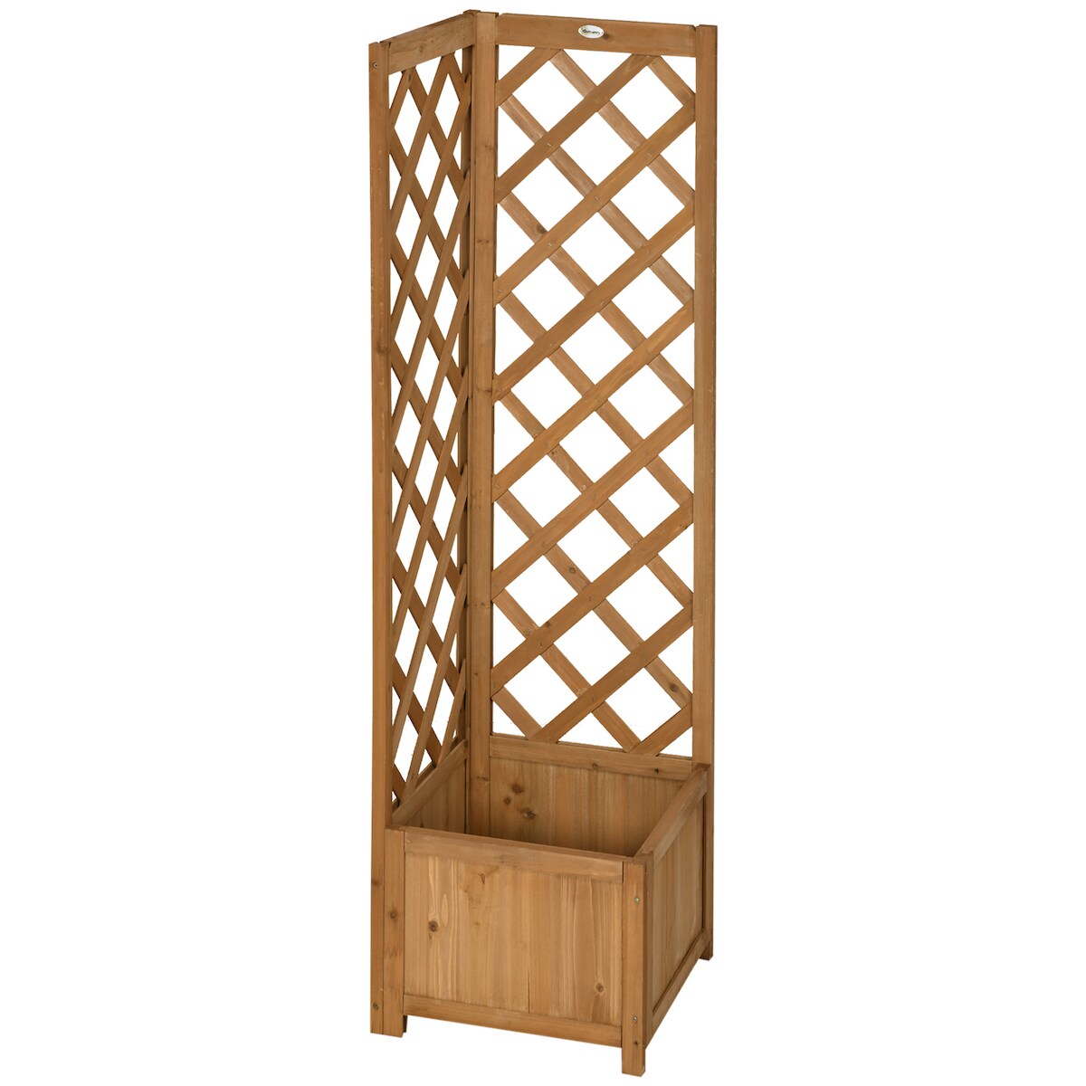 Outsunny Hochbeet aus braunem Tannenholz mit Rankgitter, 40x40x145 cm