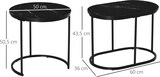 thumbnail of 2er-Set Couchtische aus Stahl und MDF in Schwarz, stapelbar, Marmoroptik, Ø50 x 50,5 cm und 60 x 36 x 43,5 cm