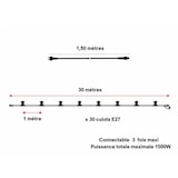 thumbnail of Guirlande guinguette extensible 30 M 30 culots IP65 câble plat noir caoutchouc extérieur