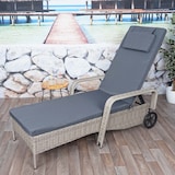 thumbnail of Lettino in poly-rattan Carrara, lettino relax da giardino, alluminio ~ grigio, cuscini grigio scuro